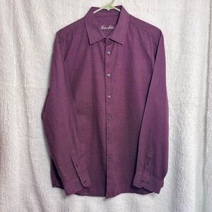 Tasso Elba Men's Casual Burgundy/Maroon Button Down Shirt